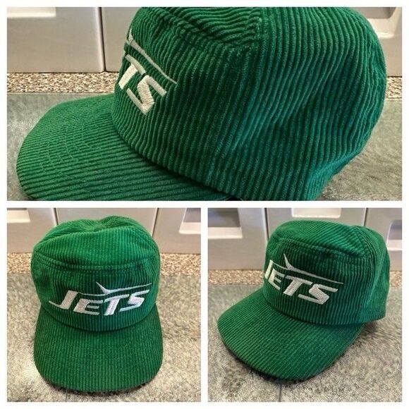 RARE Vintage New York Jets 80's CORDUROY Hat New Era Pillbox Style Snapback USA - Picture 4 of 14